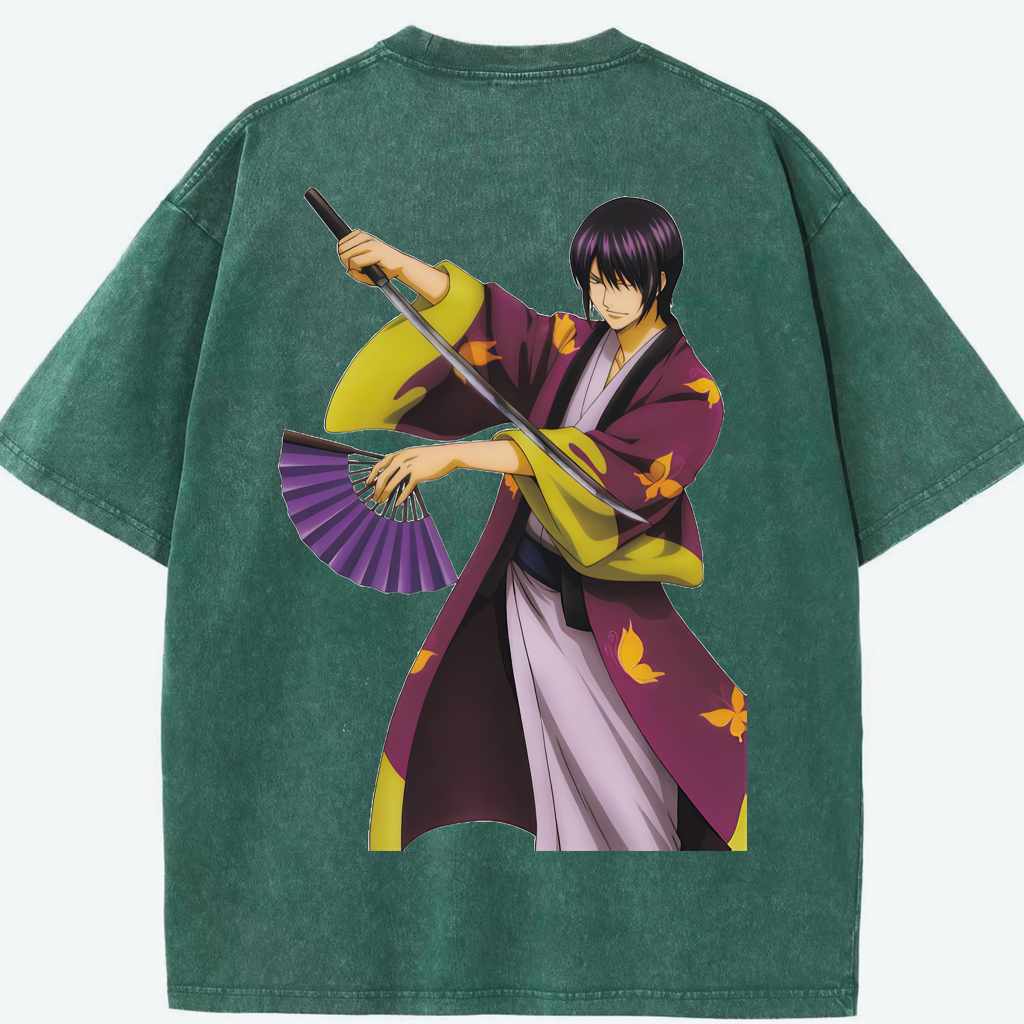 （画像用） ぎんたま 坂田銀時（さかたぎんとき） 神楽 志村新八（しむら しんぱち） GINTAMA Sakata Gintoki Kagura Shimura Shinpachi 綿100% ヴィンテージ風 半袖Tシャツ（背面プリント）